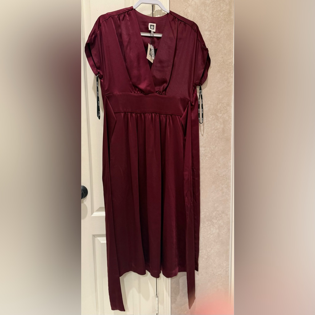 Nwt Anne Klein Emerald Green Satin Midi Dress Size 8
